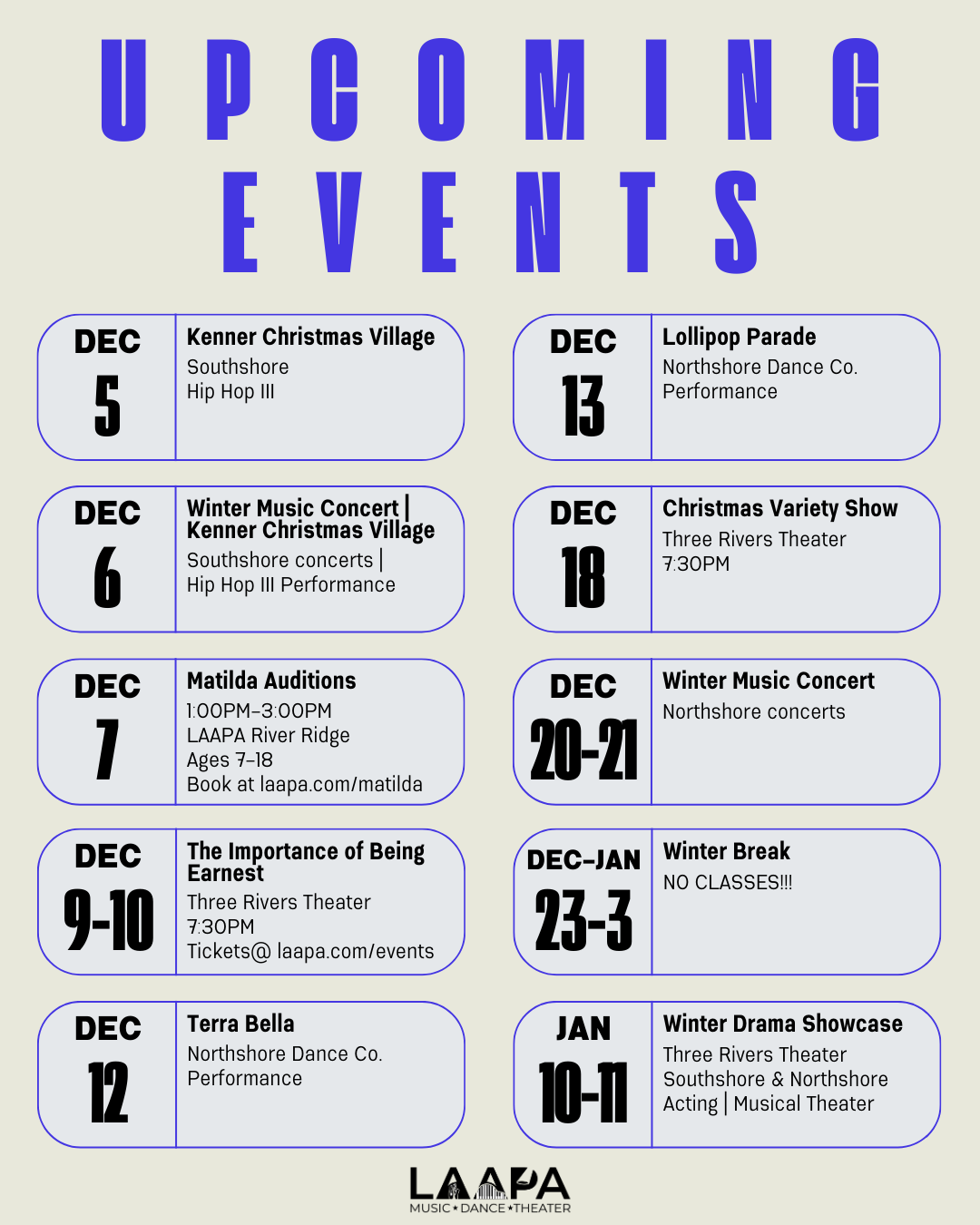 upcoming events