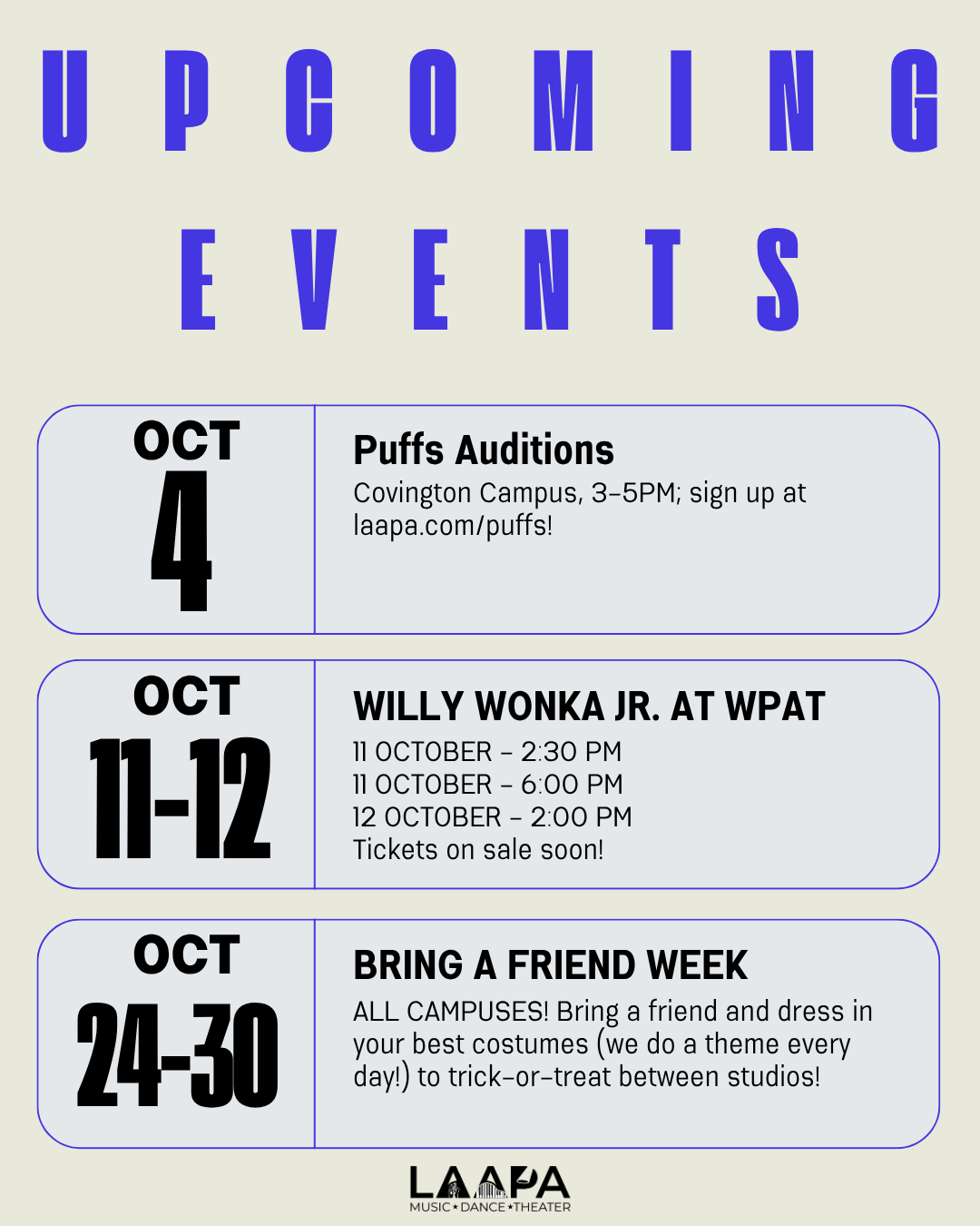 upcoming events