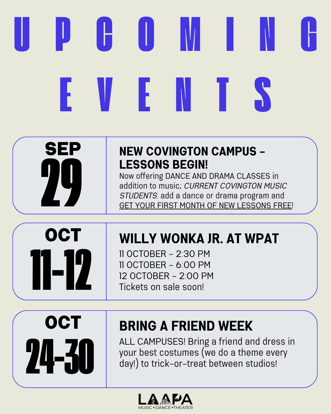 upcoming events