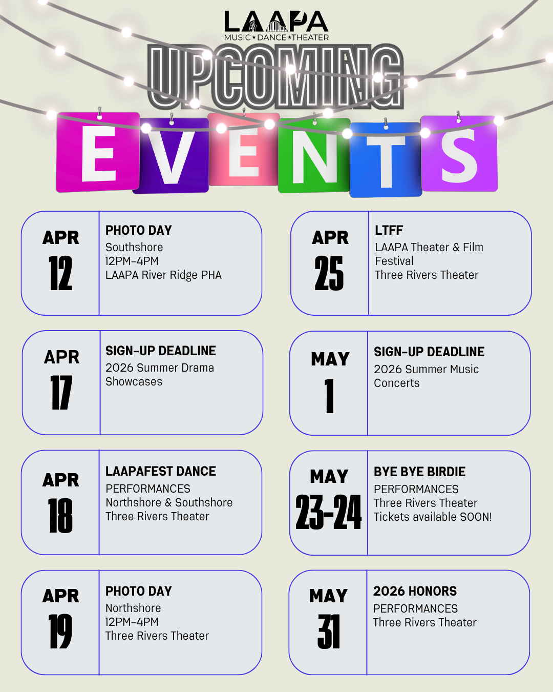 upcoming events