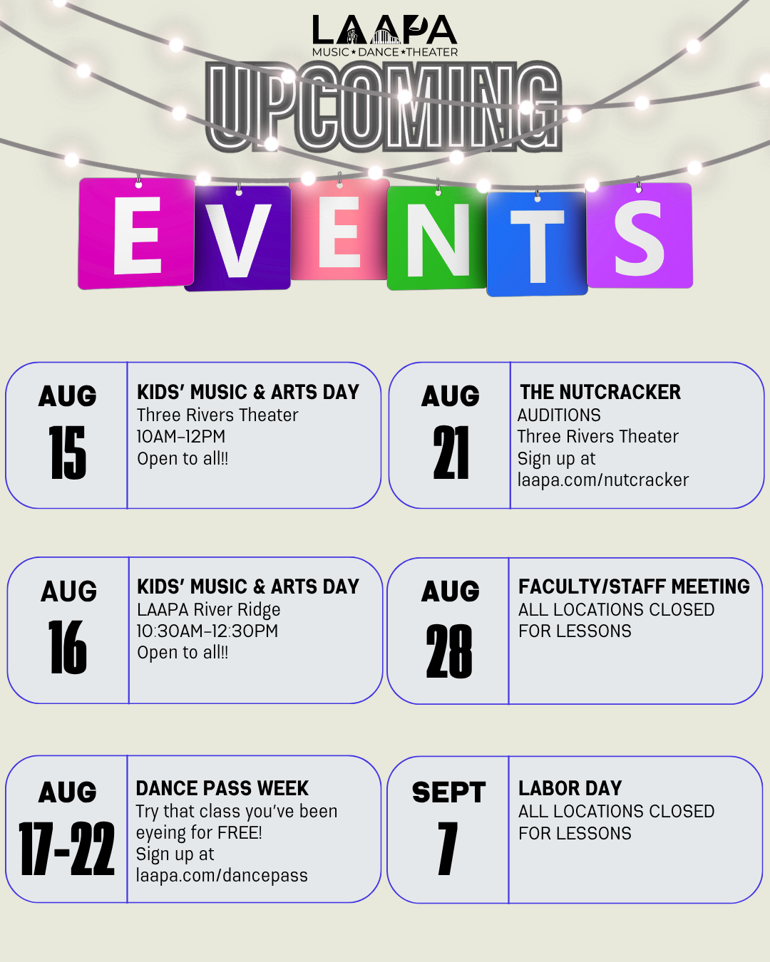 upcoming events