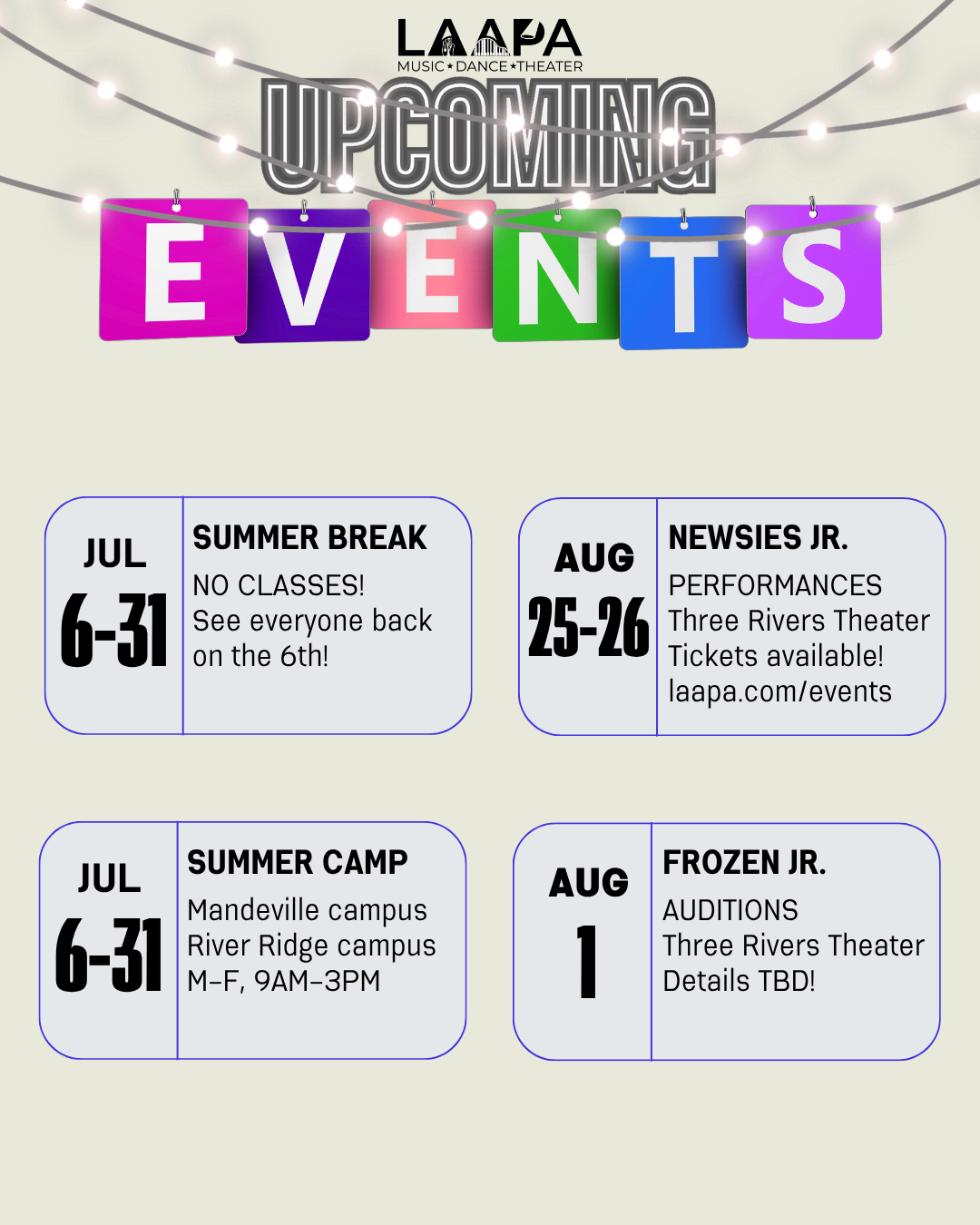 upcoming events