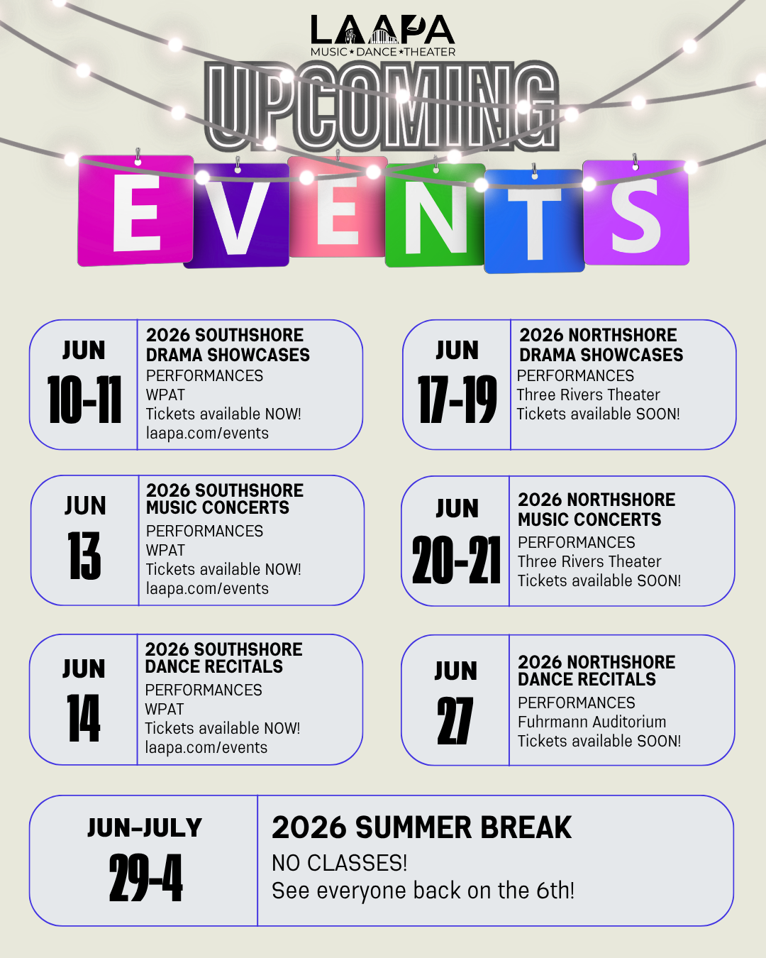 upcoming events