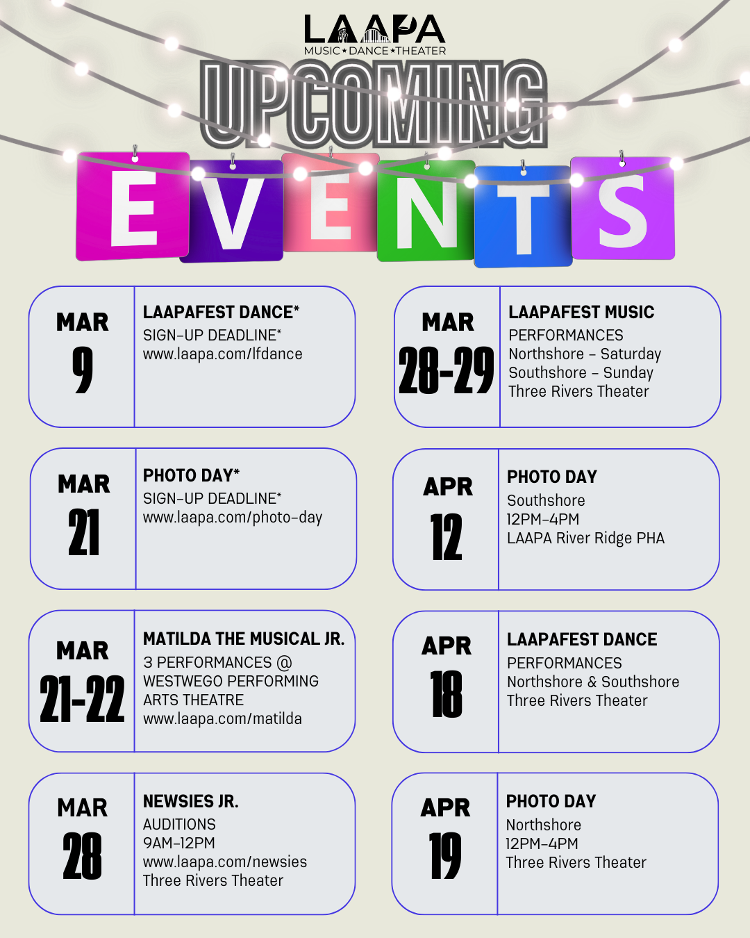 upcoming events