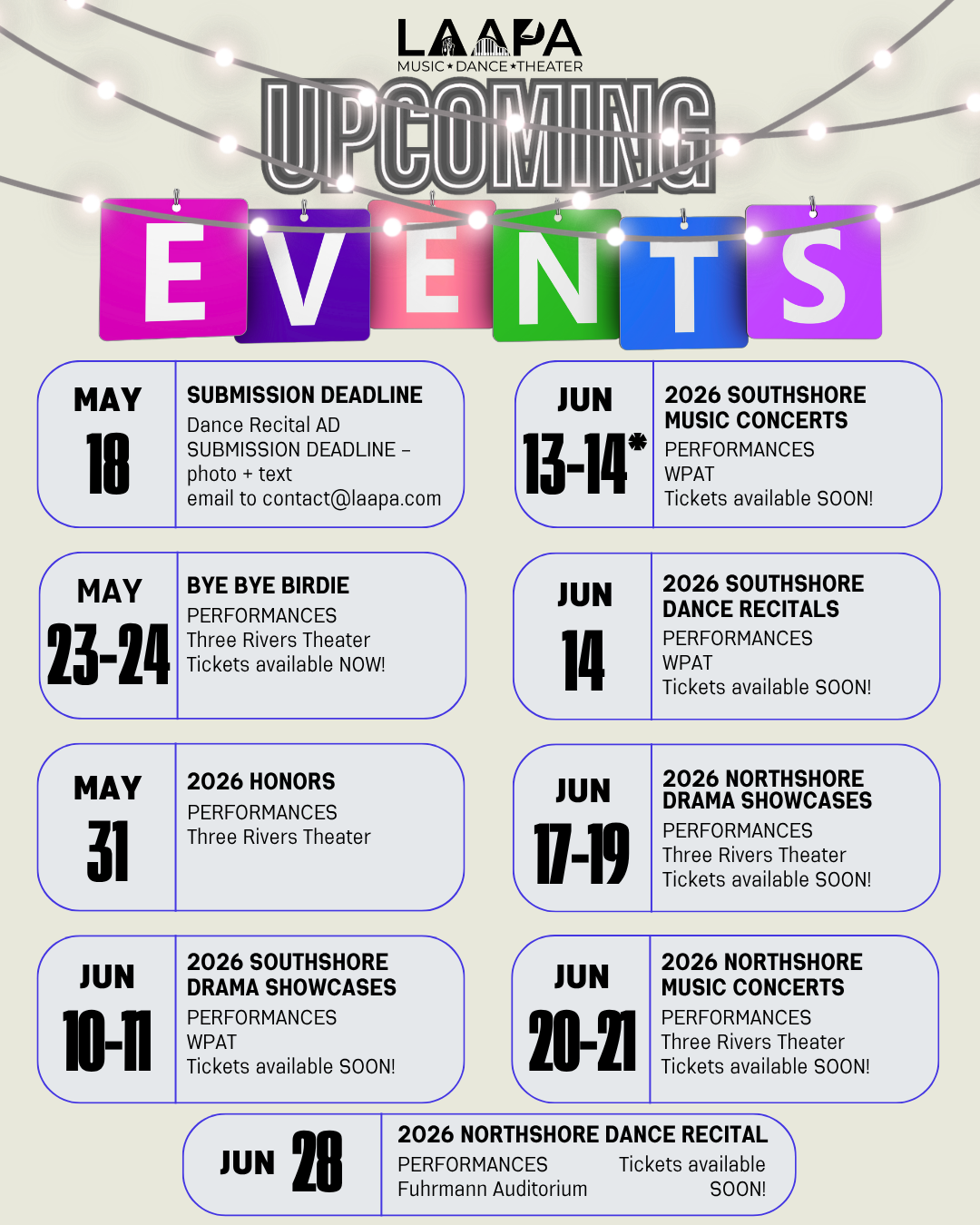 upcoming events