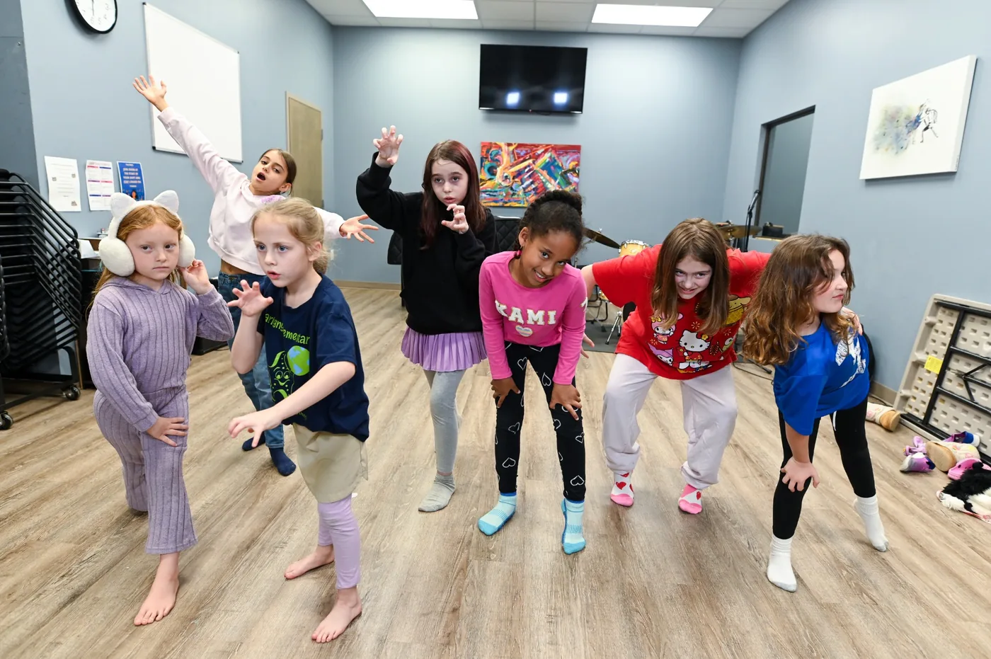 LAAPA acting students practicing characters in class
