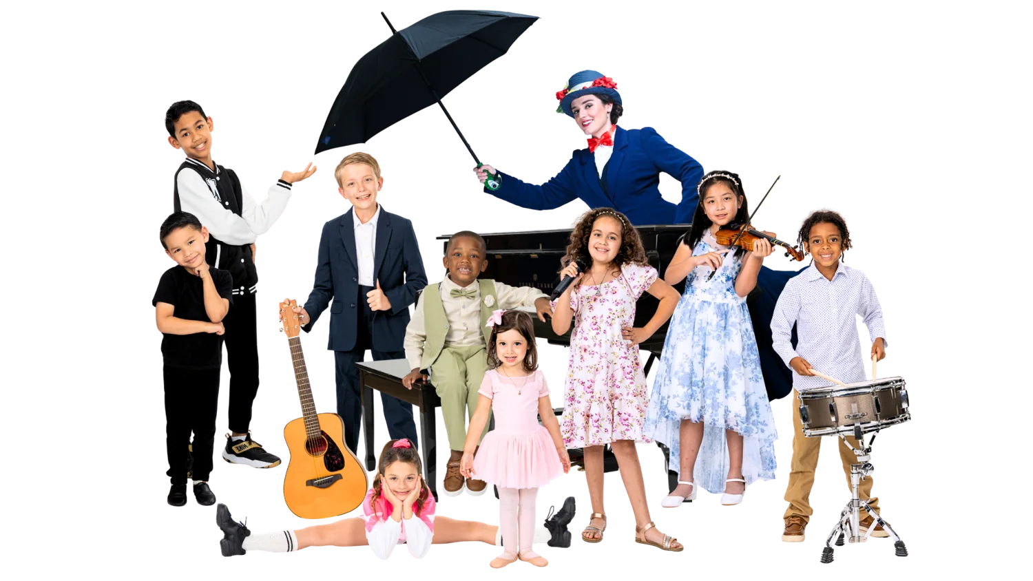 LAAPA students representing music, dance and theater with Mary Poppins