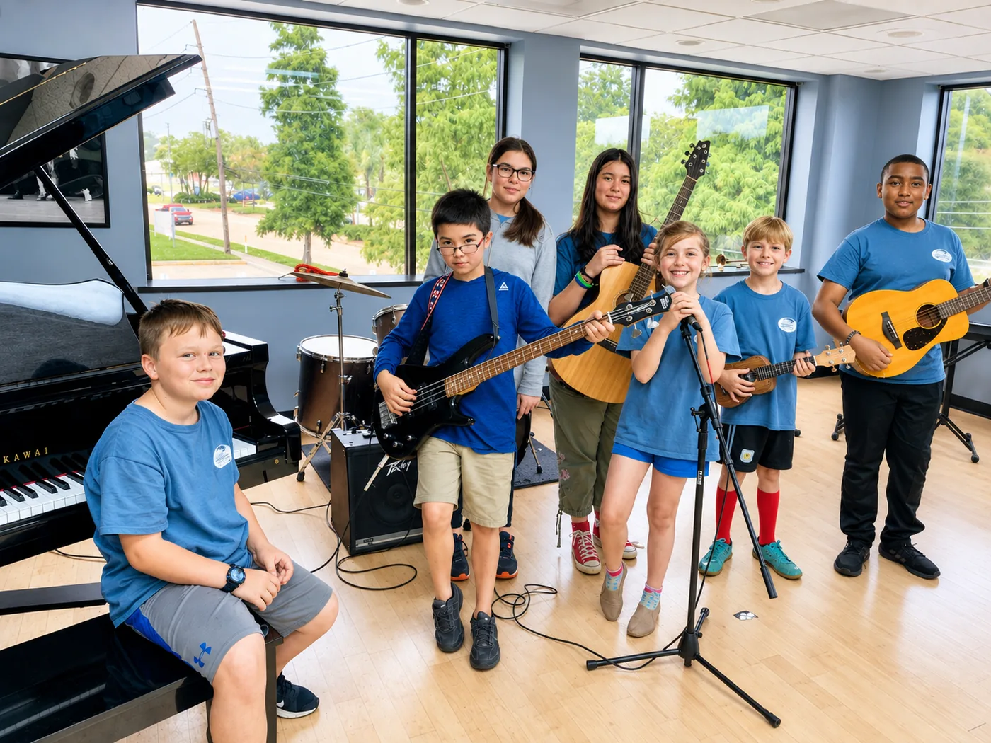 LAAPA summer camp students with musical instruments